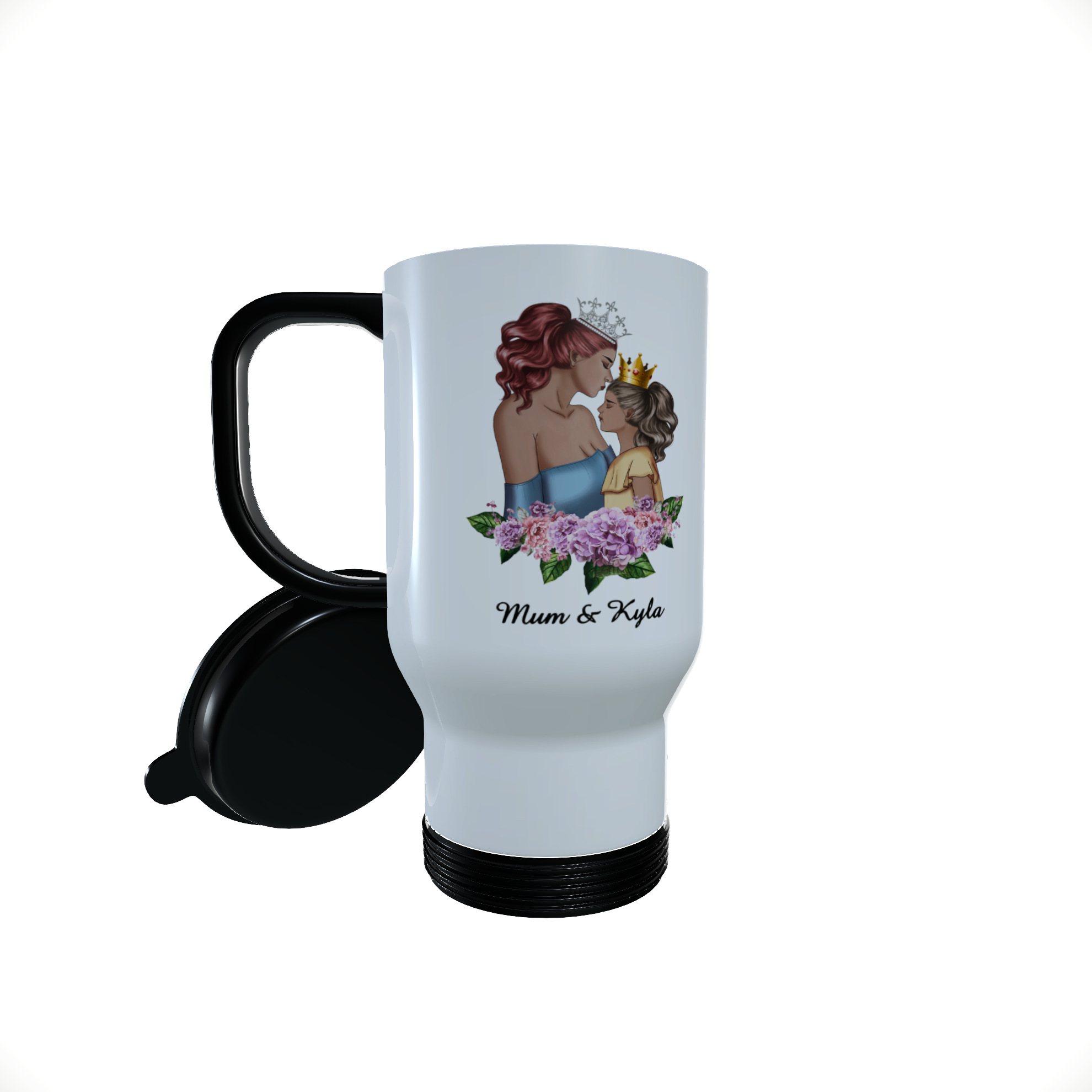 Mum and Daughter Princess Travel Mug, Custom Princess Mug